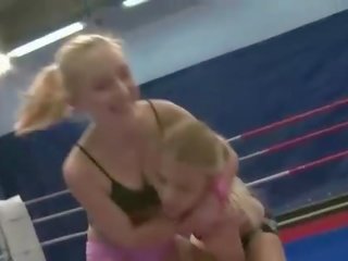 Sedusive teen blondes in lesbian wrestling