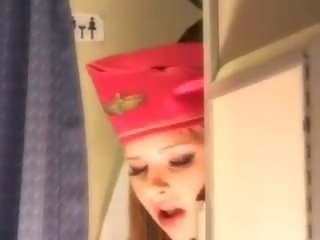 Sedusive stewardess gets fresh sperma aboard