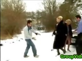 Four People Fucking Outside In The Snow
