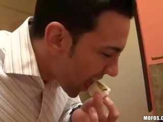 Latin gf melanie rios playing with sushi and putz