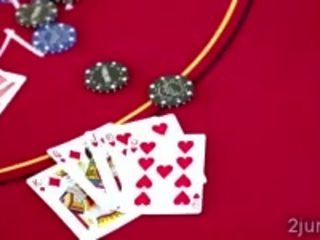 Pervs wins a brunette hotties burungpun in poker match