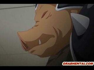 आकर्षक जपानीस कोएड क्रूरता गड़बड़ द्वारा pig मॉन्स्टर