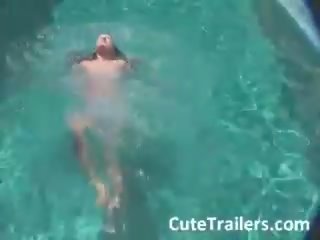 Unbelievably sexy thin darling swimming naked