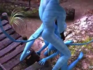 Avatar godin anaal geneukt door reusachtig blauw putz