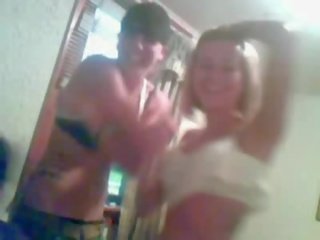 Two swell drunk teens strip, fondles and kiss on webcam movie
