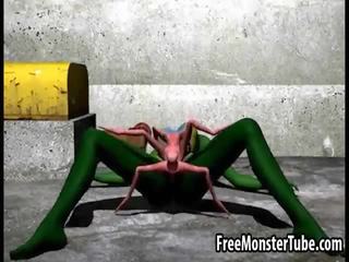 3d dibujos animados alien enchantress consiguiendo follada duro por un spider