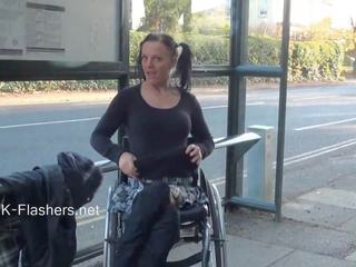 Paraprincess introduce Air Exhibitionism And Flashing Wheelchair Constrained feature Demonstrating Off first-rate Tits And Trimmed Vulva In Public