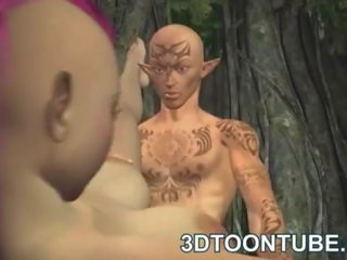 Krūtainas 3d panks elfs iezīme iegūšana fucked dziļi un grūti