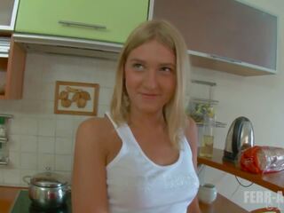 Swell Blonde Teen Pussy Fuck in Kitchen, HD sex b6