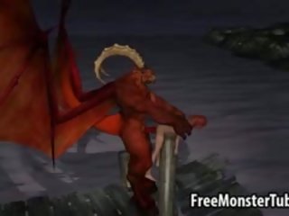 3d رسوم متحركة الفاتنة يحصل على مارس الجنس في الهواء الطلق بواسطة ل winged شيطان