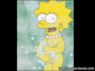 Lisa simpson dildo's haarzelf en squirts alle over- de plaats
