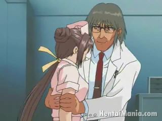 Personable anime sykepleier får stor mugger teased og våt crack humped av den lascivious medisinsk person